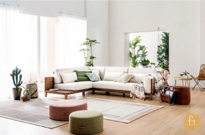 Sofa góc viền gỗ hiện đại L35