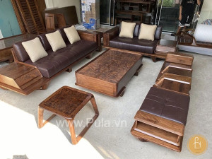 Sofa gỗ óc chó cao cấp Pula