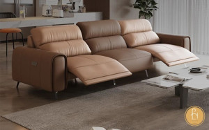 Cận cảnh hình ảnh sofa văng điện bọc da bò Ý cao cấp Pula Callisto (V80)