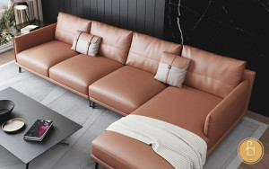 Ghế sofa góc đệm da cỡ lớn L21 mang vẻ đẹp sang trọng, hiện đại