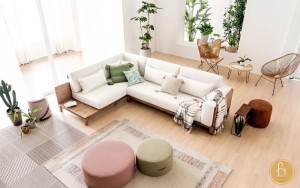 Sofa góc viền gỗ hiện đại L35 mang đến căn phòng vẻ đẹp nhẹ nhàng