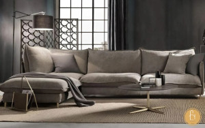 Cận cảnh hình ảnh ghế sofa góc đệm vải cao cấp L27