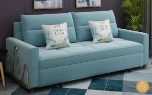 Hình cảnh cận cảnh chiếc ghế sofa bed A30 màu xanh