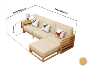 Kích thước tiêu chuẩn sofa gỗ chữ L trung bình