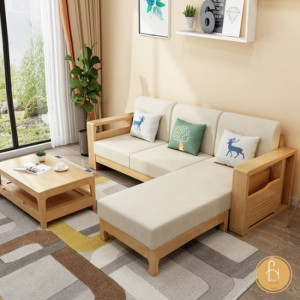 Kích thước tiêu chuẩn sofa gỗ chữ L nhỏ