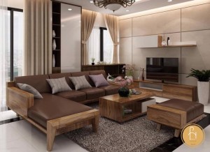 Lựa chọn ghế sofa gỗ góc L phù hợp với phong cách, không gian