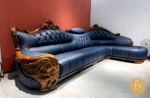 Sofa gỗ chữ L tân cổ điển