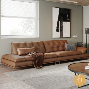 Sofa chân gỗ bọc da chống mèo cào Pula Tribeca (V68)