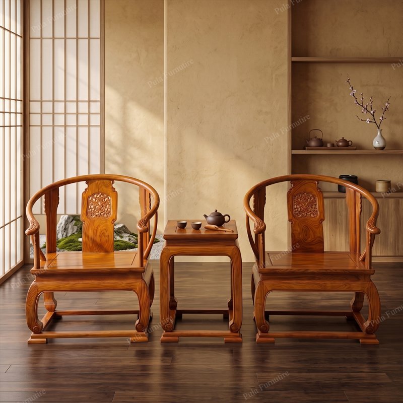 Bộ bàn trà 3 món ghế Minh gỗ Hương TD25