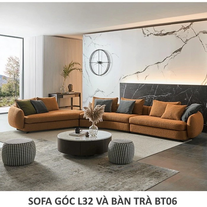 Ghế sofa góc vải thô hiện đại L32