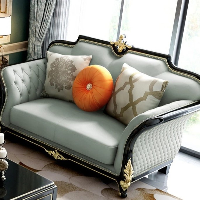 Ghế sofa văng da tân cổ điển V36