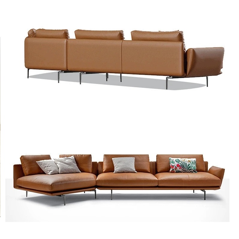 Sofa góc đệm da dáng cong L30