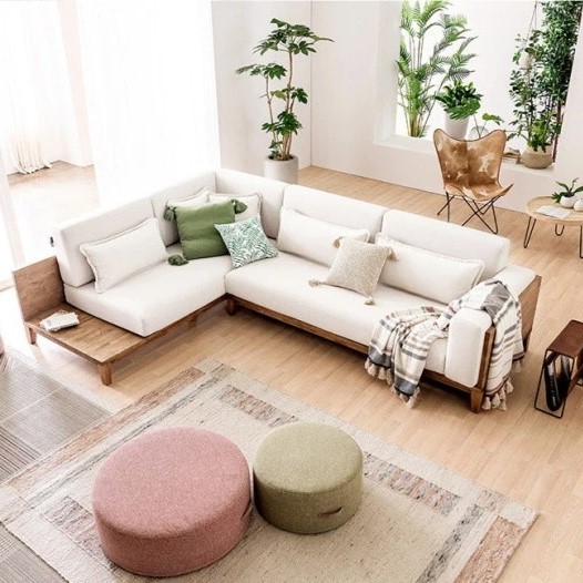 Sofa góc viền gỗ hiện đại L35
