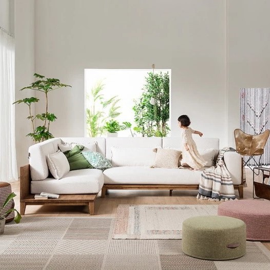 Sofa góc viền gỗ hiện đại L35