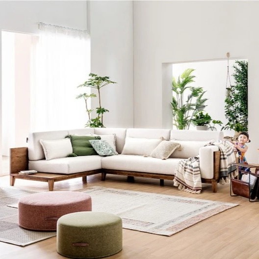 Sofa góc viền gỗ hiện đại L35