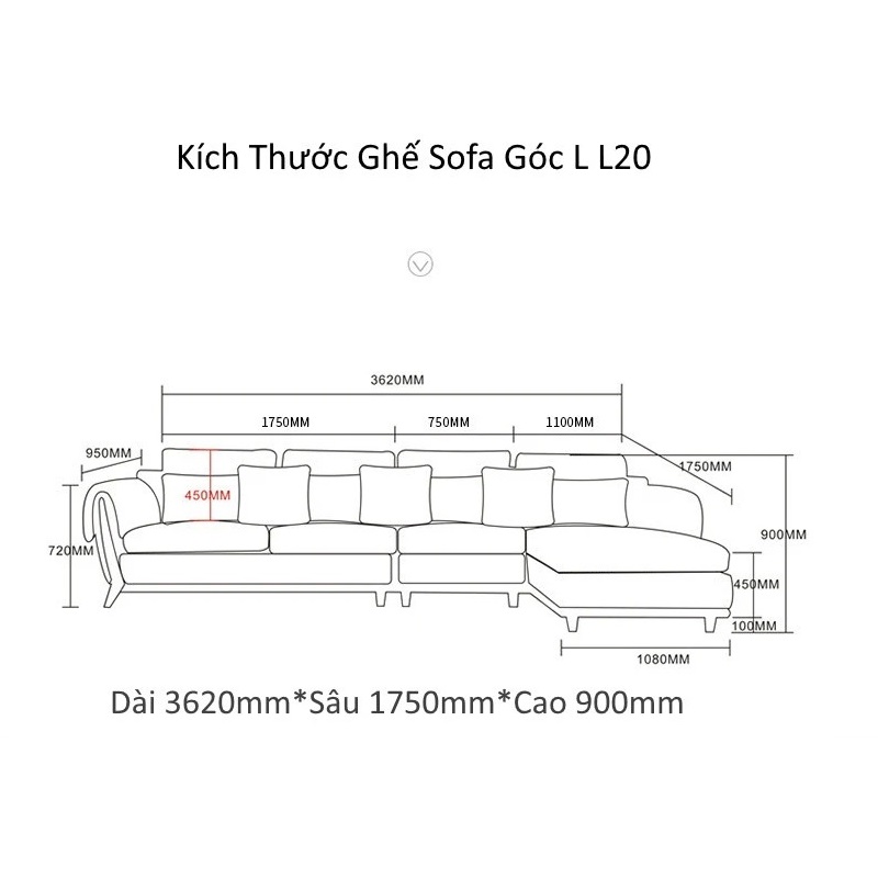 Ghế sofa góc đệm vải viền da gỗ sồi L22