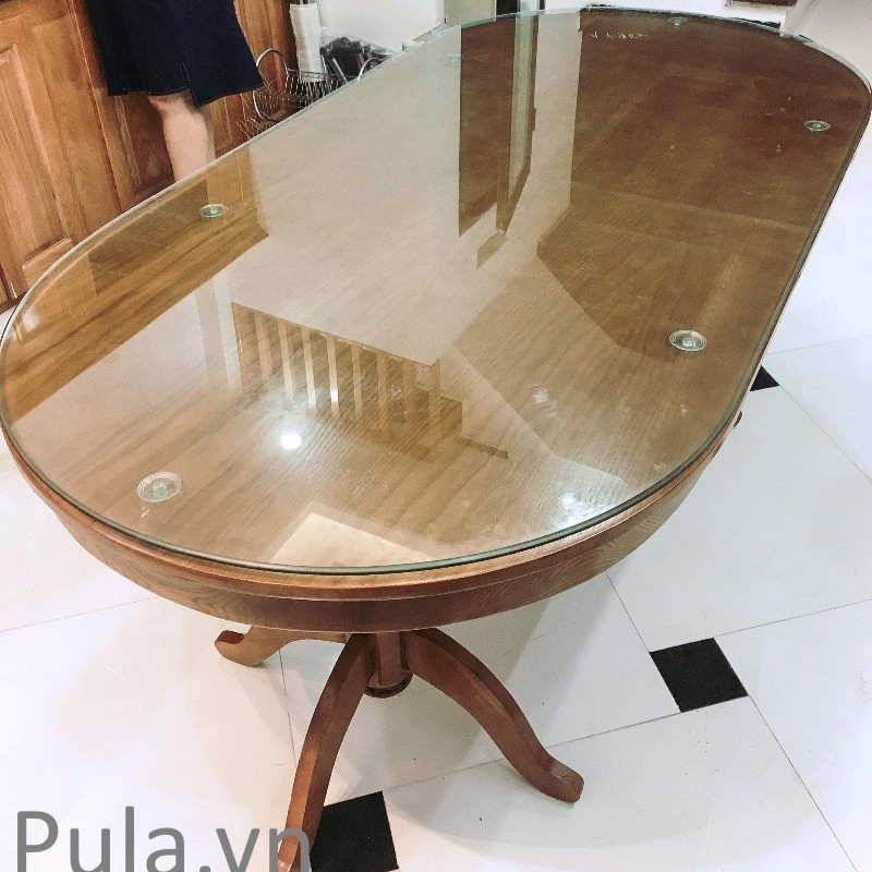 Bàn ăn hình bầu dục Oval dài 1m6 gỗ sồi