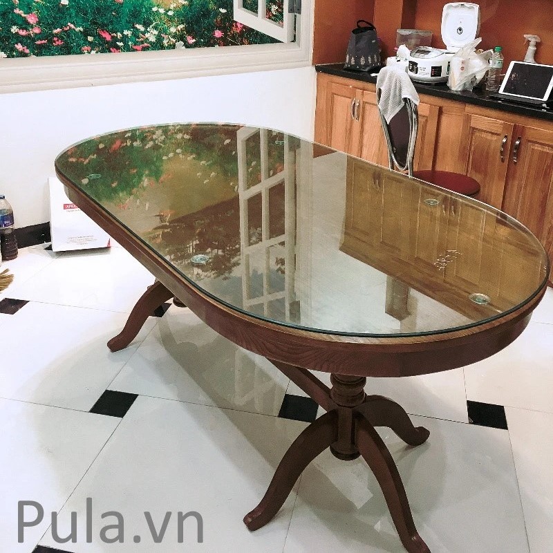 Bàn ăn hình bầu dục Oval dài 1m6 gỗ sồi