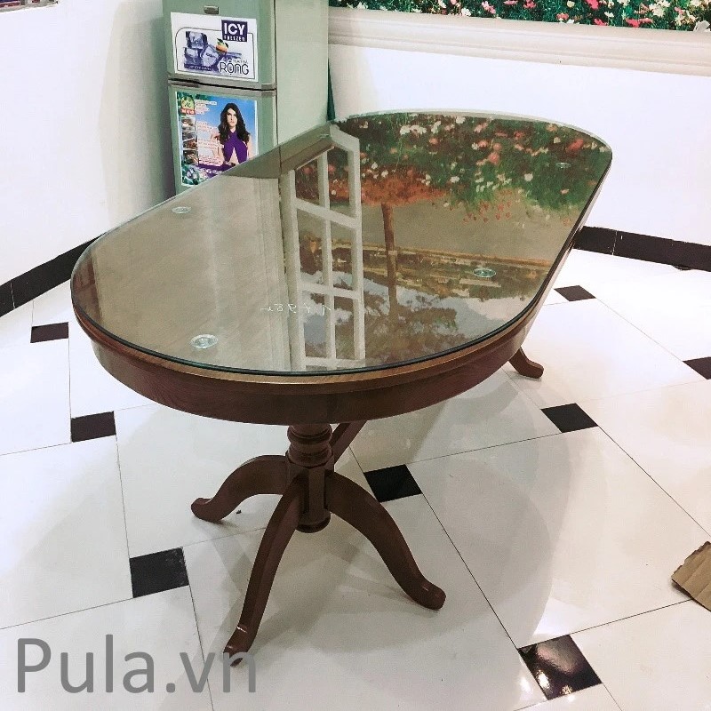 Bàn ăn hình bầu dục Oval dài 1m6 gỗ sồi