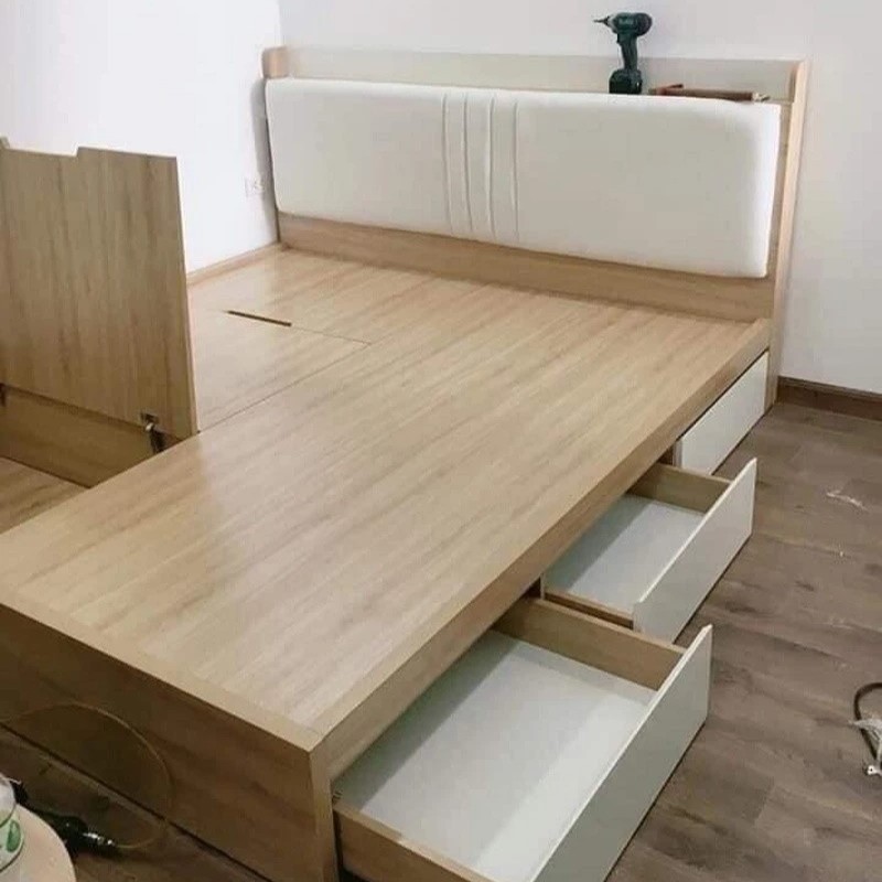 Giường ngủ giá rẻ gỗ CN GN03 có nhiều ngăn chứa đồ