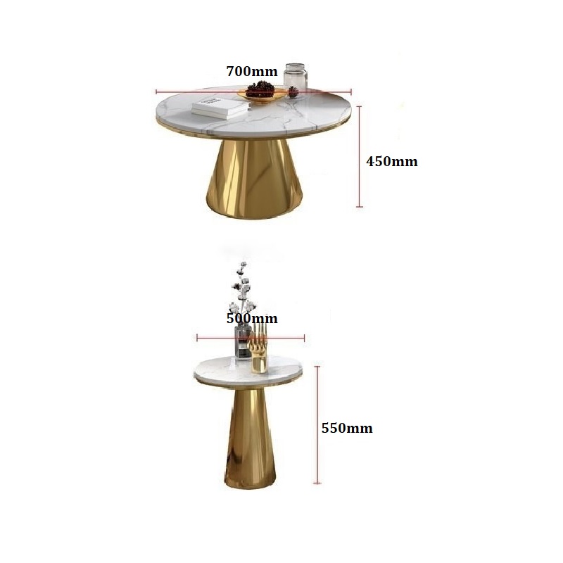 Bàn trà đôi mặt đá khung vàng Pula BT37