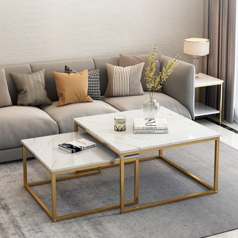 Bàn trà đôi vuông mặt đá Pula BT03