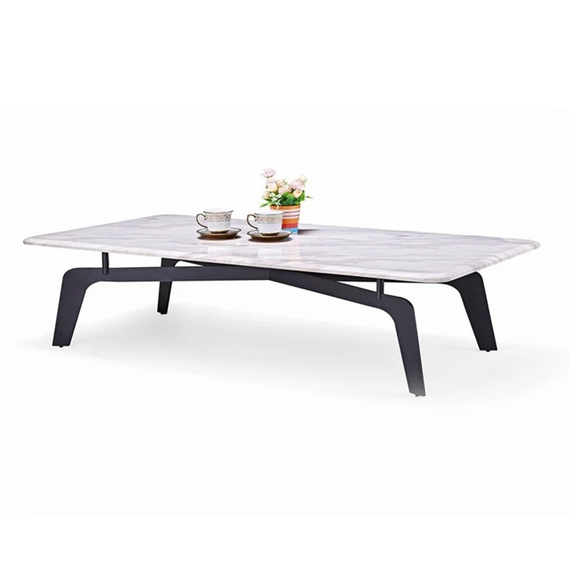 Bàn trà chân sắt mặt đá chữ nhật Pula BT17