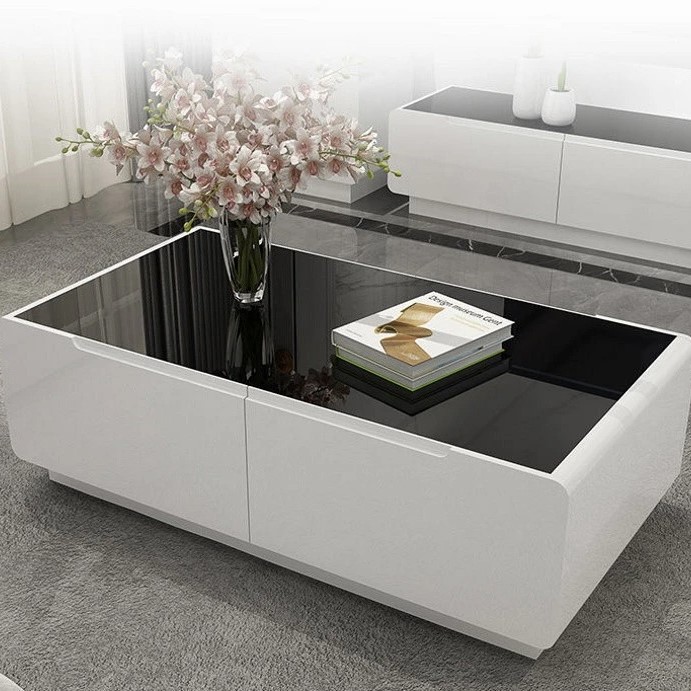 Bàn trà hộp chữ nhật mặt kính Pula BT18