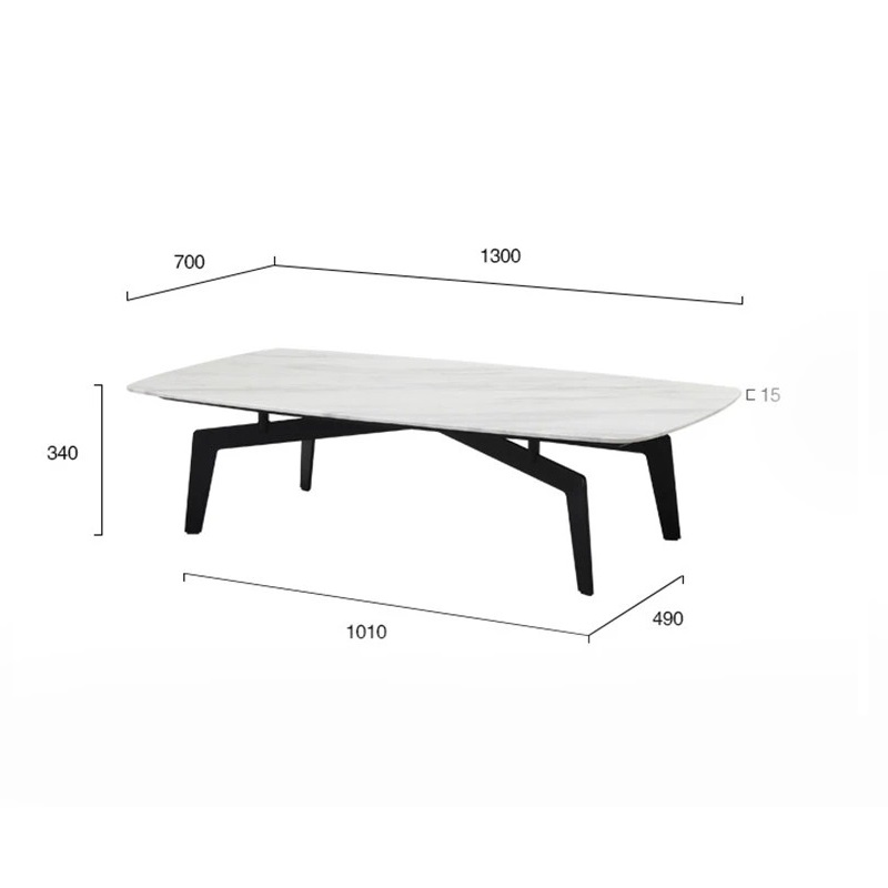 Bàn trà chân sắt mặt đá chữ nhật Pula BT17
