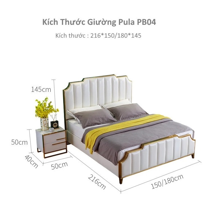 Giường ngủ tân cổ điển sang trọng Pula PB04