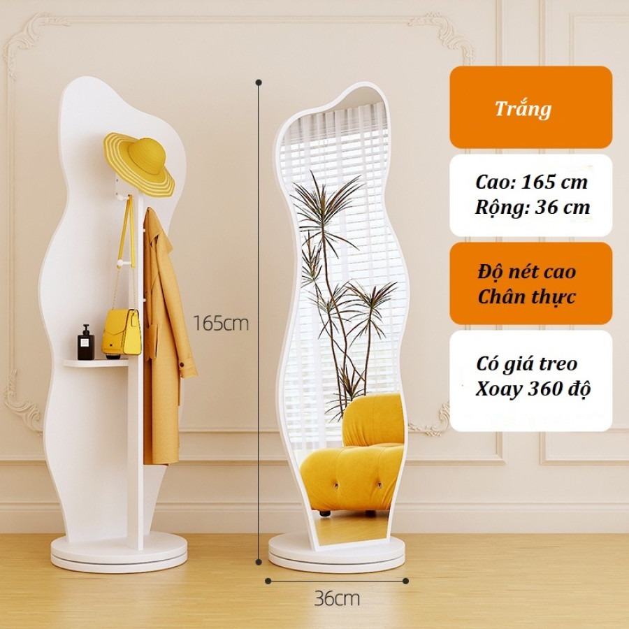 Gương xoay viền bất đối xứng tích hợp giá treo GD51
