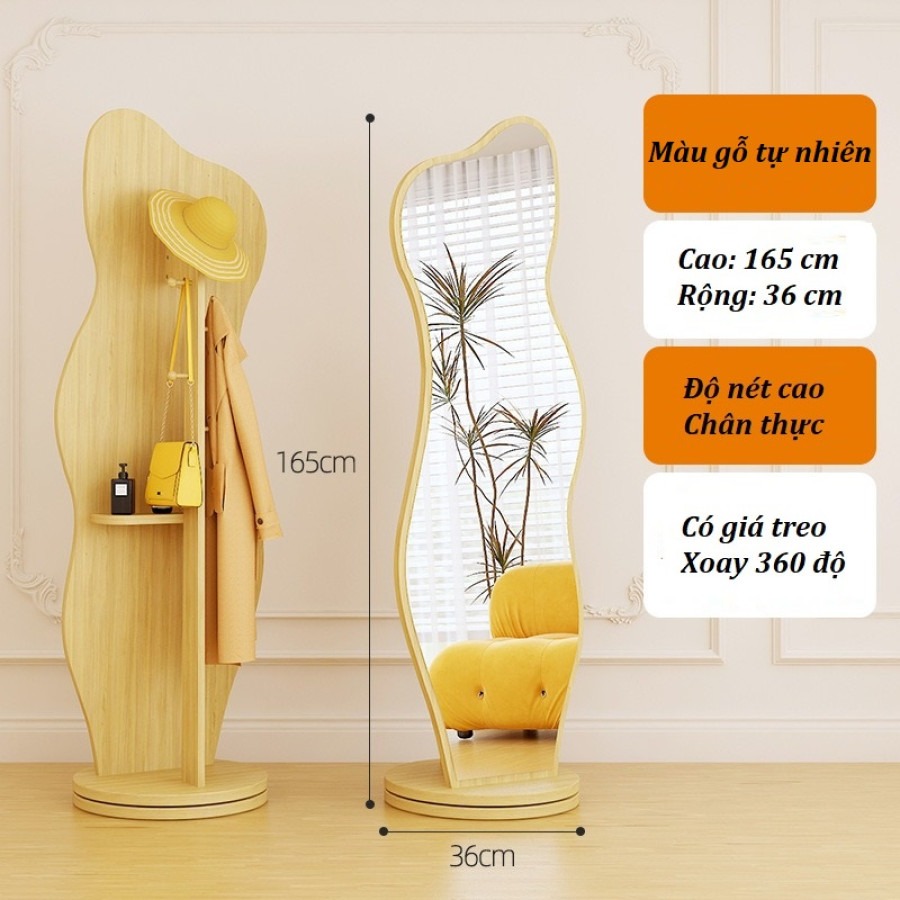 Gương xoay viền bất đối xứng tích hợp giá treo GD51
