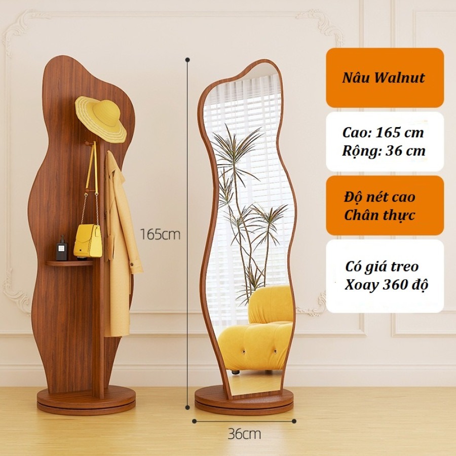 Gương xoay viền bất đối xứng tích hợp giá treo GD51
