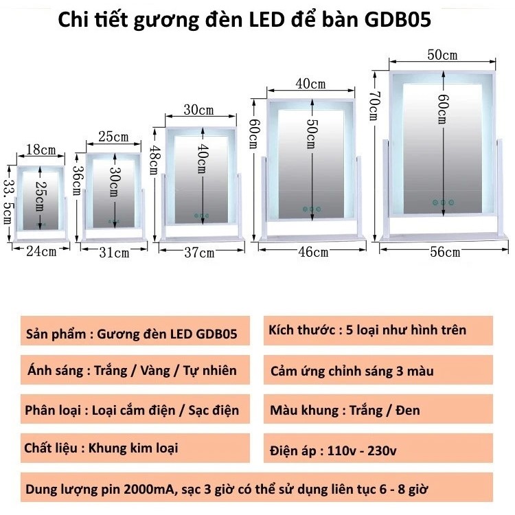 Gương trang điểm để bàn GDB05