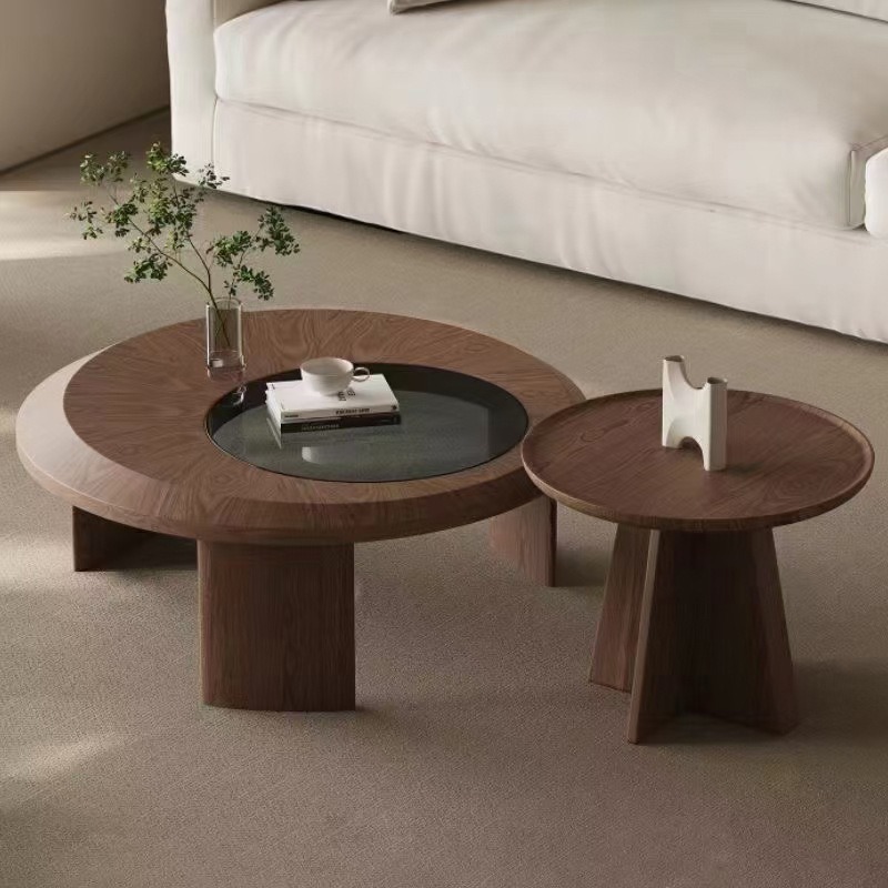 Bộ bàn trà gỗ tròn nhập khẩu BT79