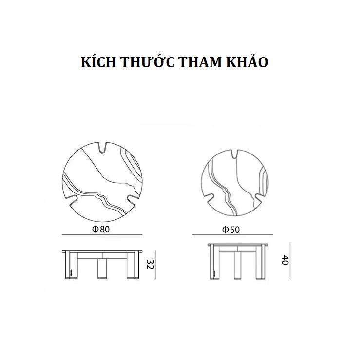 Bộ bàn trà tròn đôi mặt đá Pula BT83