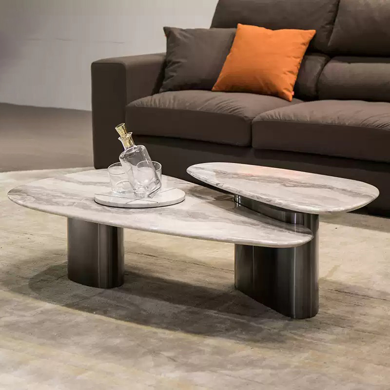 Bàn trà mặt đá nhập khẩu 2 tầng Pula BT84