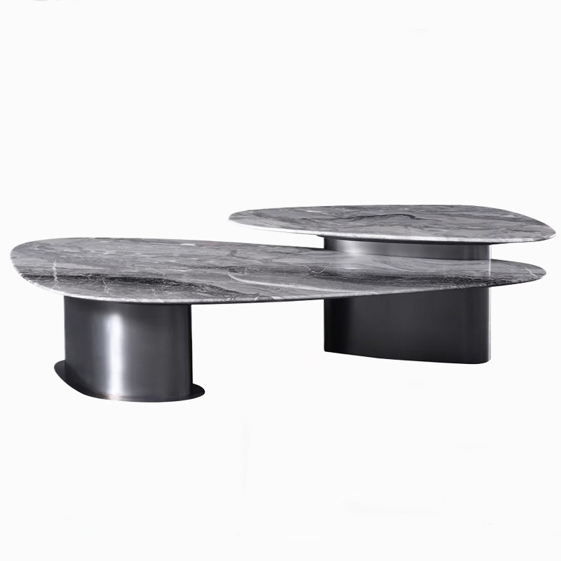 Bàn trà mặt đá nhập khẩu 2 tầng Pula BT84
