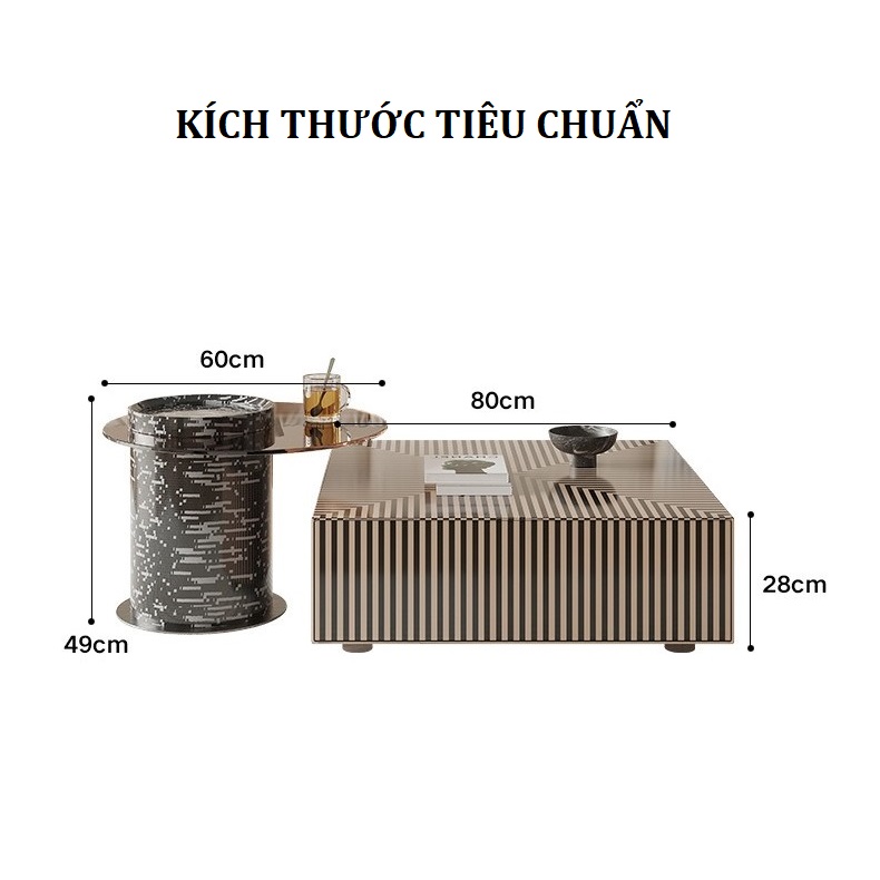 Bộ bàn trà đôi vân đàn Piano Pula BT85