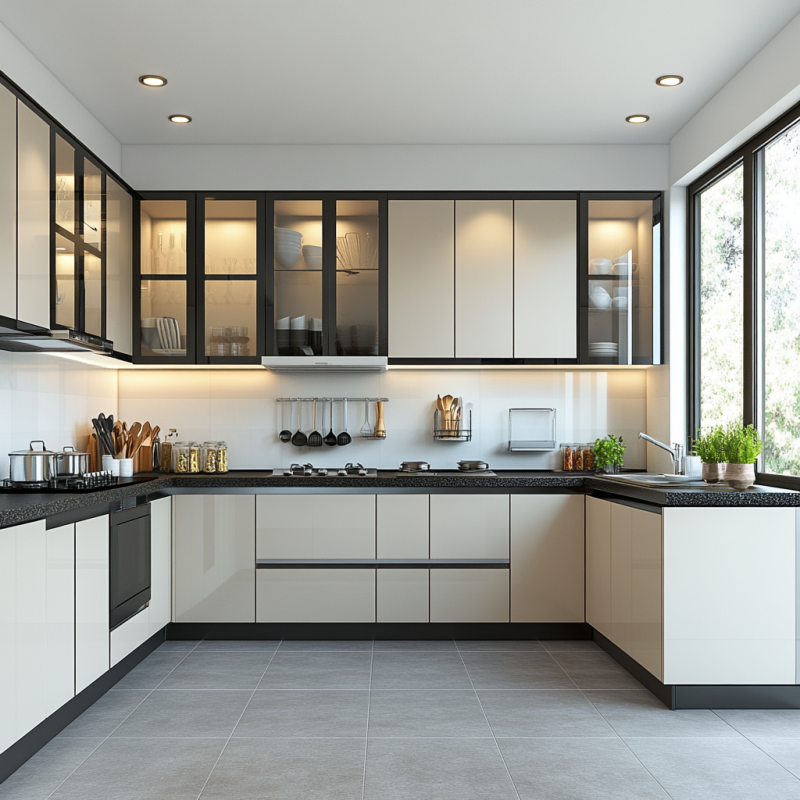 Tủ bếp nhôm cánh kính PKC15