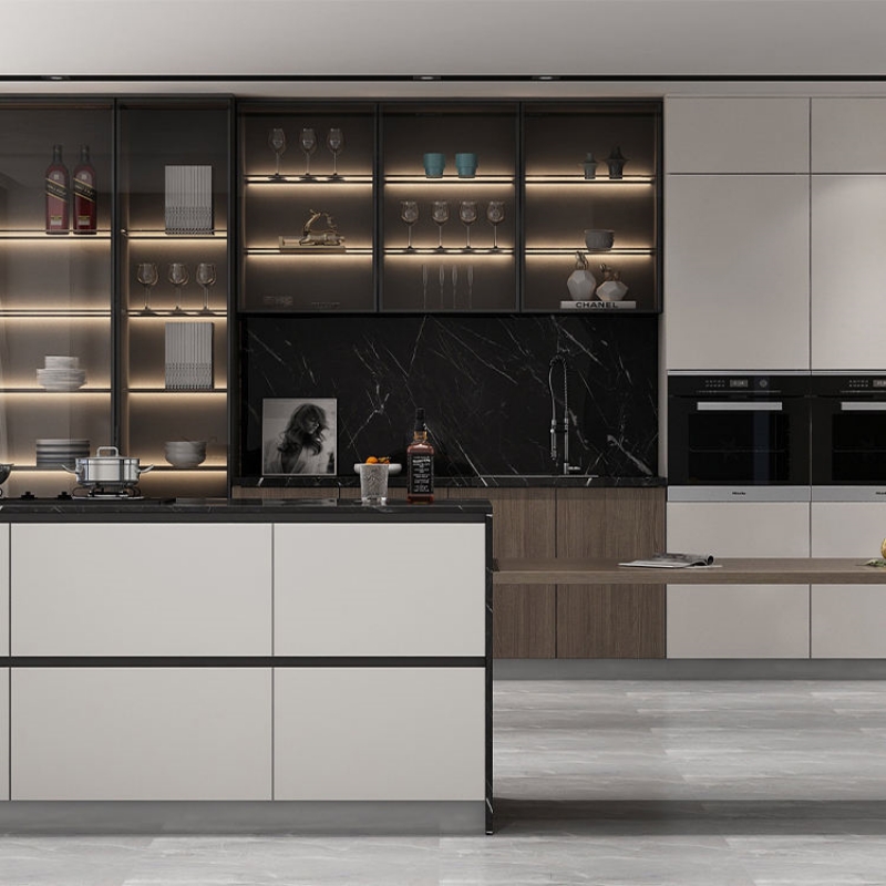 Tủ bếp nhôm cánh kính PKC17