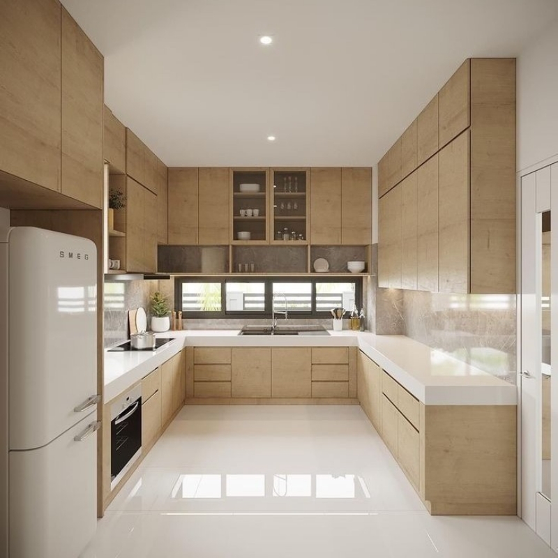 Tủ bếp Laminate chữ U PKC45