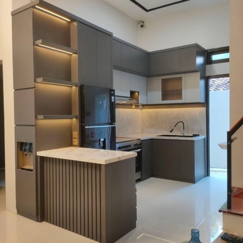 Tủ bếp Laminate chữ U PKC50