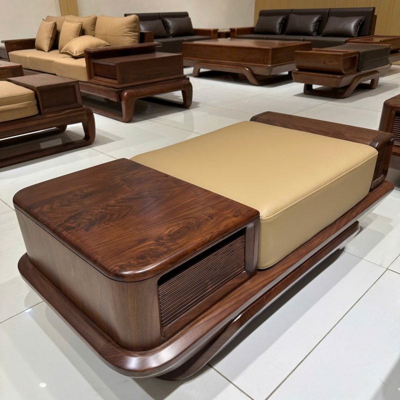 Bộ Sofa gỗ Óc Chó cao cấp 5 món SG04