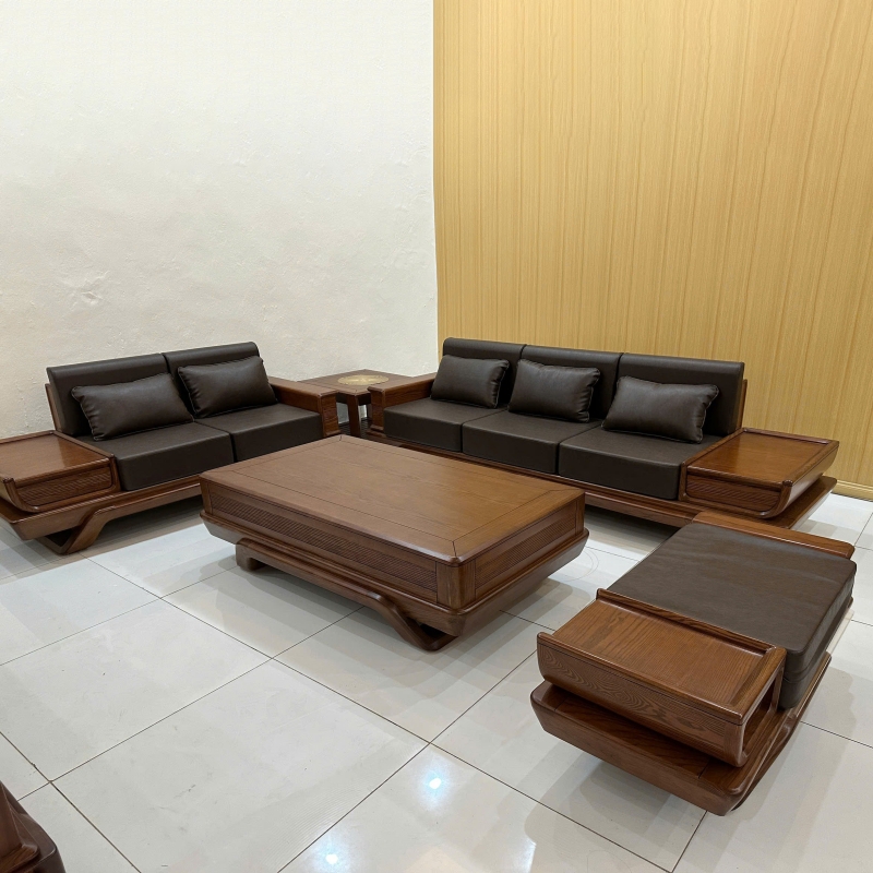 Bộ sofa gỗ Sồi 5 món cao cấp SG05