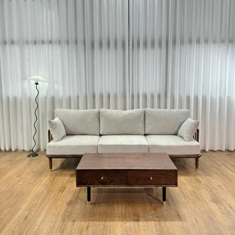 Sofa gỗ đệm nỉ rời phong cách Indochine