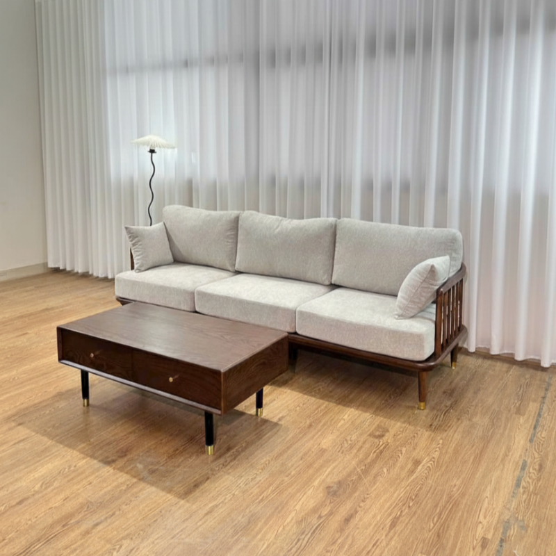 Sofa gỗ đệm nỉ rời phong cách Indochine