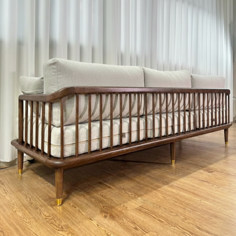 Sofa gỗ đệm nỉ rời phong cách Indochine