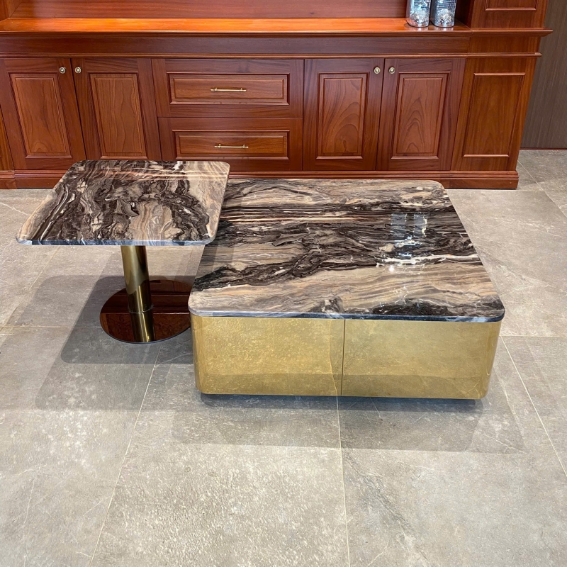 Bộ bàn trà đôi mặt đá hiện đại BT89