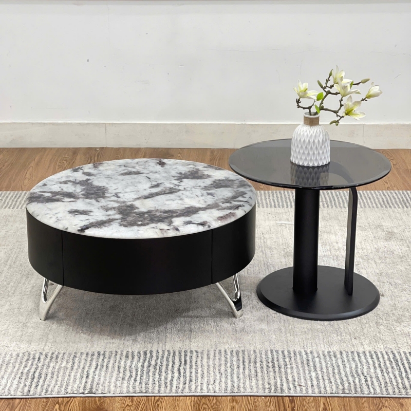 Bộ bàn trà tròn đôi hiện đại BT95